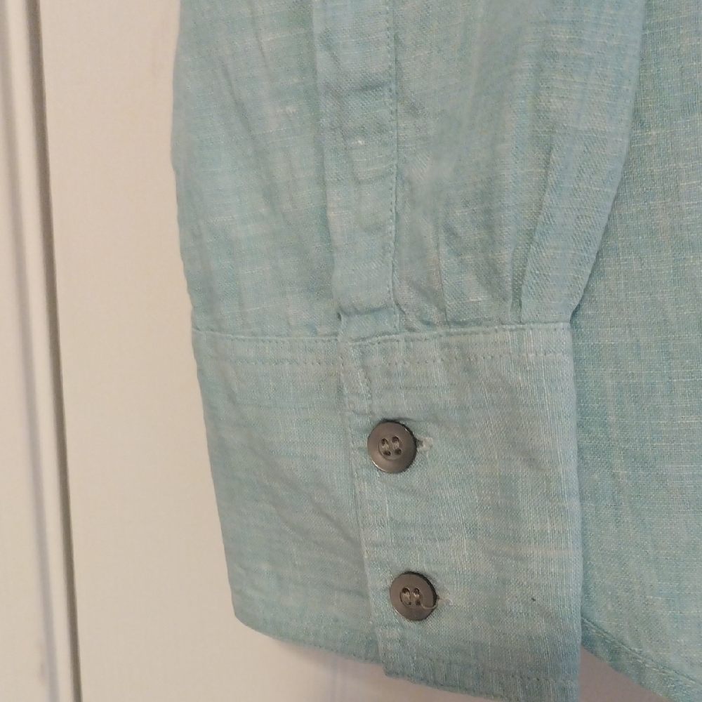 J. Jill Tiffany Blue 100% Linen Blouse - Picture 5 of 5